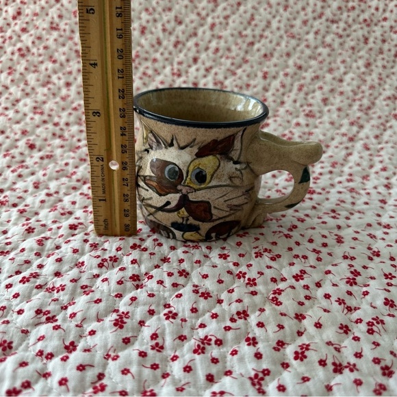 Vintage 70s 80s Handmade Handpainted Ceramic Cat Mug - Picture 6 of 9